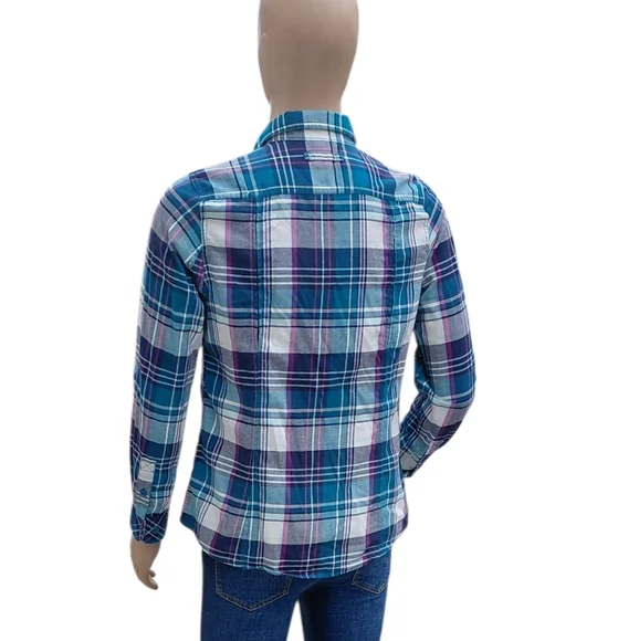8208....Men's Deluth Trading Co. Blue Plaid Shirt Size Medium - Picture 2 of 6